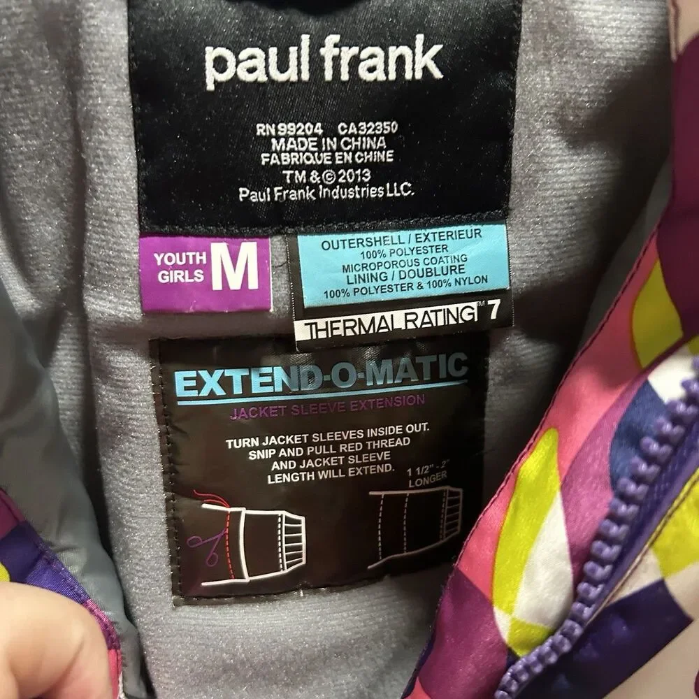 Paul Frank Girls Youth M Winter Ski Jacket Hooded Insulated Extend-O-Matic Coat